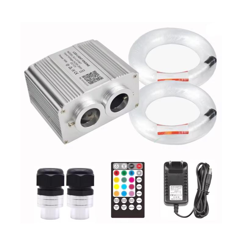 2 Port 16W Meteor Ceiling Car Roof Shooting Star Light LED Fiber Optic Light Starry Sky Lamp APP Music Remote Control Kit