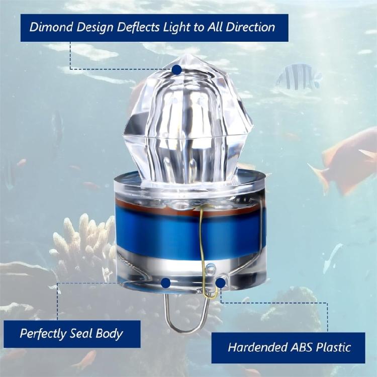 Boats Fishing Attractor Light Set with 12 LED Underwater Lures Light, Compacts Hanging Hook Body and Multiple Color Option for Night Fishing Trip
