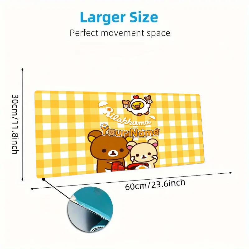 Cute Rilakkuma Breakfast Custom Name Large Size Mouse Pad Gaming Table Cushion Nonslip Laptop Tablet Big XXL Mat Mini PC Playmat With Lock edge