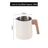 Wood Grain Handle Latte Art Cup, 304 Stainless Steel with Scale, Milk Frothing Pitcher