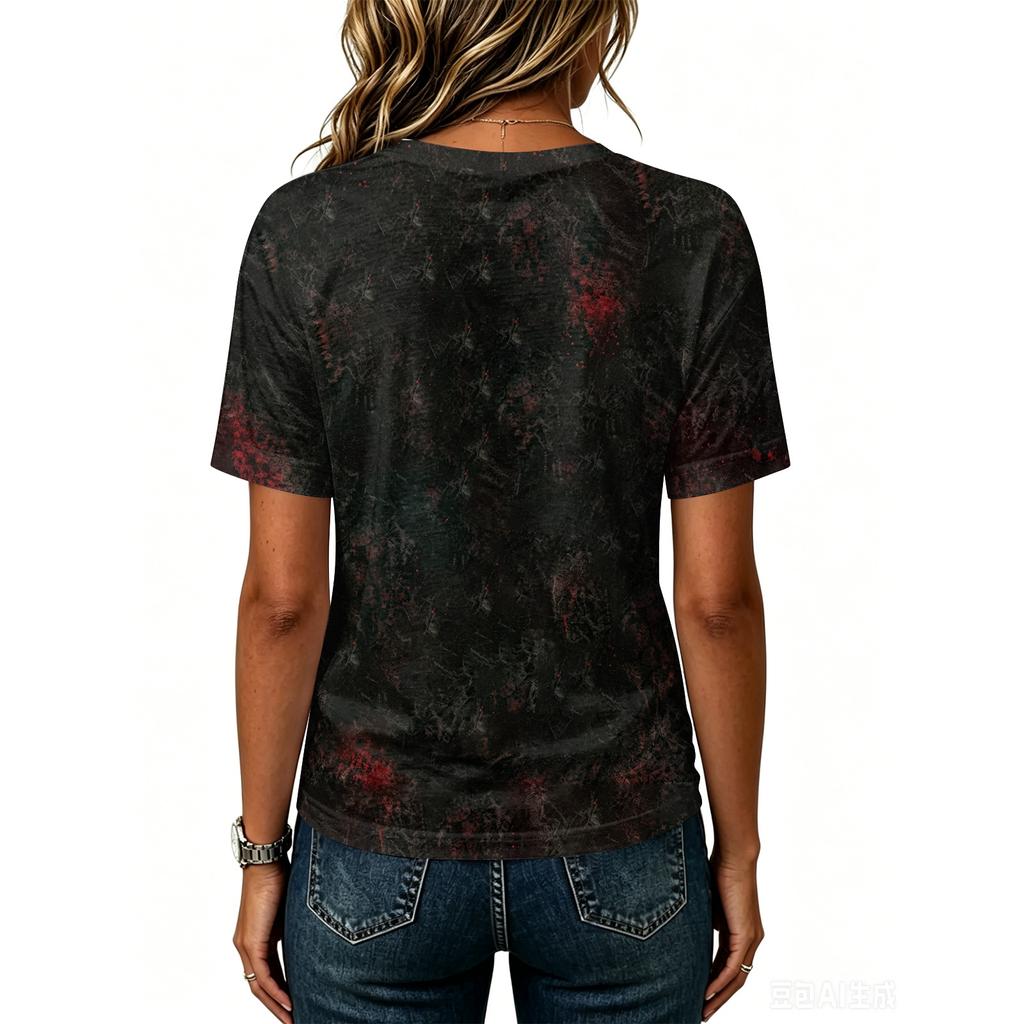 Women's Casual Halloween Print Short Sleeve T-Shirt