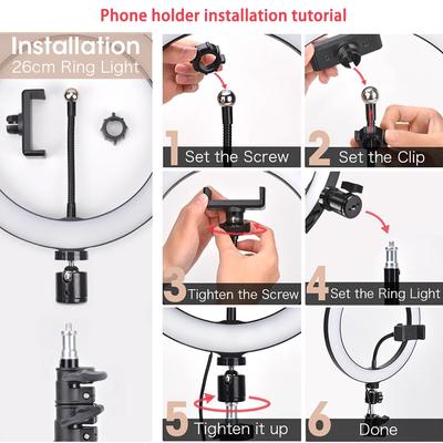 LED Ringlicht mit Telefonhalterung USB-Aufladung Selfie LED Lampe Dimmbares Fotolicht für Foto Fotostudio für Vlog Live