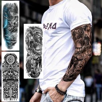 Militärische Maori Temporäre Tattoos Ärmel Für Männer Erwachsene Realistische Gefälschte Löwe Samurai Tattoo Große Aufkleber Sexy Vollen Arm Tatoos