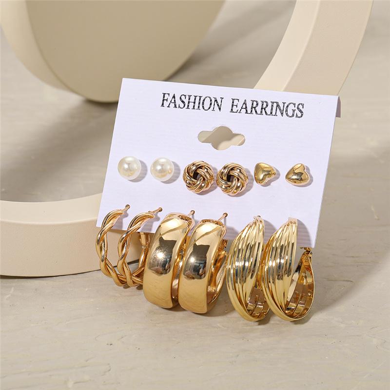 Bohemian Fashion Acrylic Leopard Round Circle Hoop Earrings Set For Women Gold Color Butterfly Pearls Drop Earrings Set Jewelry
