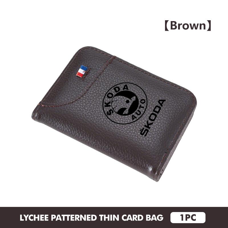 HAZJ3 Car Wallet Driver's Licence Insurance Card Holder Multi Pocket Wallet For Skoda S Kodiaq Octavia 2 3 Yeti Karoq Rapid Fabia VII