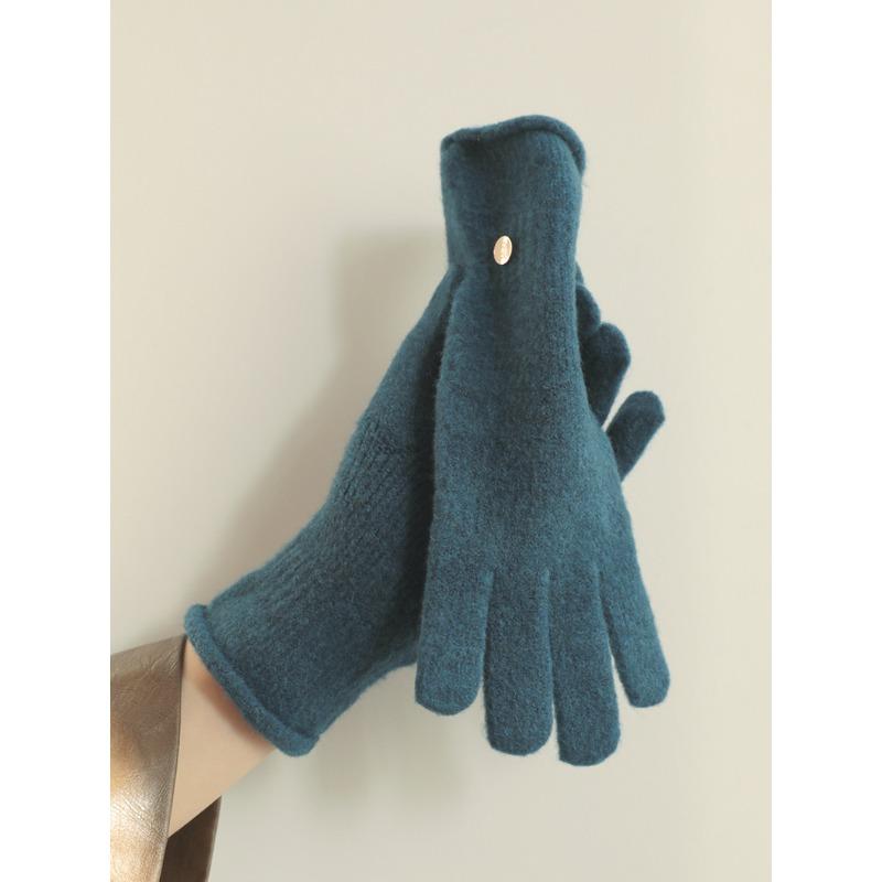 Шерстяные перчатки в корейском стиле для пары однотонные, ветрозащитные и теплые, сенсорные, без пальцев, универсальной вязки в рубчик one size
