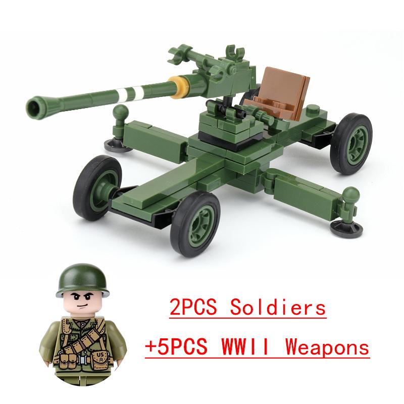 Non-Toxic Wwii Military North African Campaign Wheeled Armored Vehicle Tank Cannon Soldier Figures Building Blocks Weapon Truck Army Toy