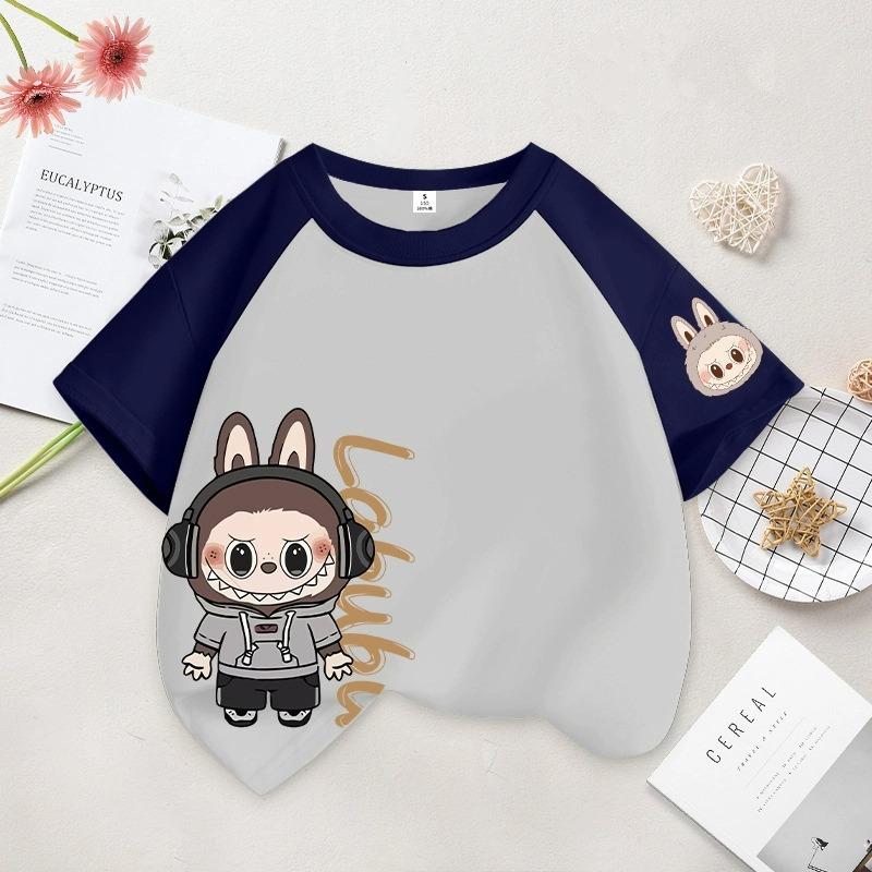 Kreslená grafika Dětská Dámská LABUBU Potištěné Tričko Léto Dámská Móda Dívčí Tričko s Krátkým Rukávem Top Pulovr Oblečení