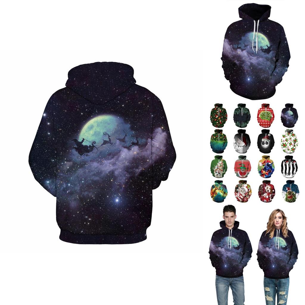 Festive Men Women Christmas 3d Graphic Printed Hoodie Sweatshirt Jumper Tops