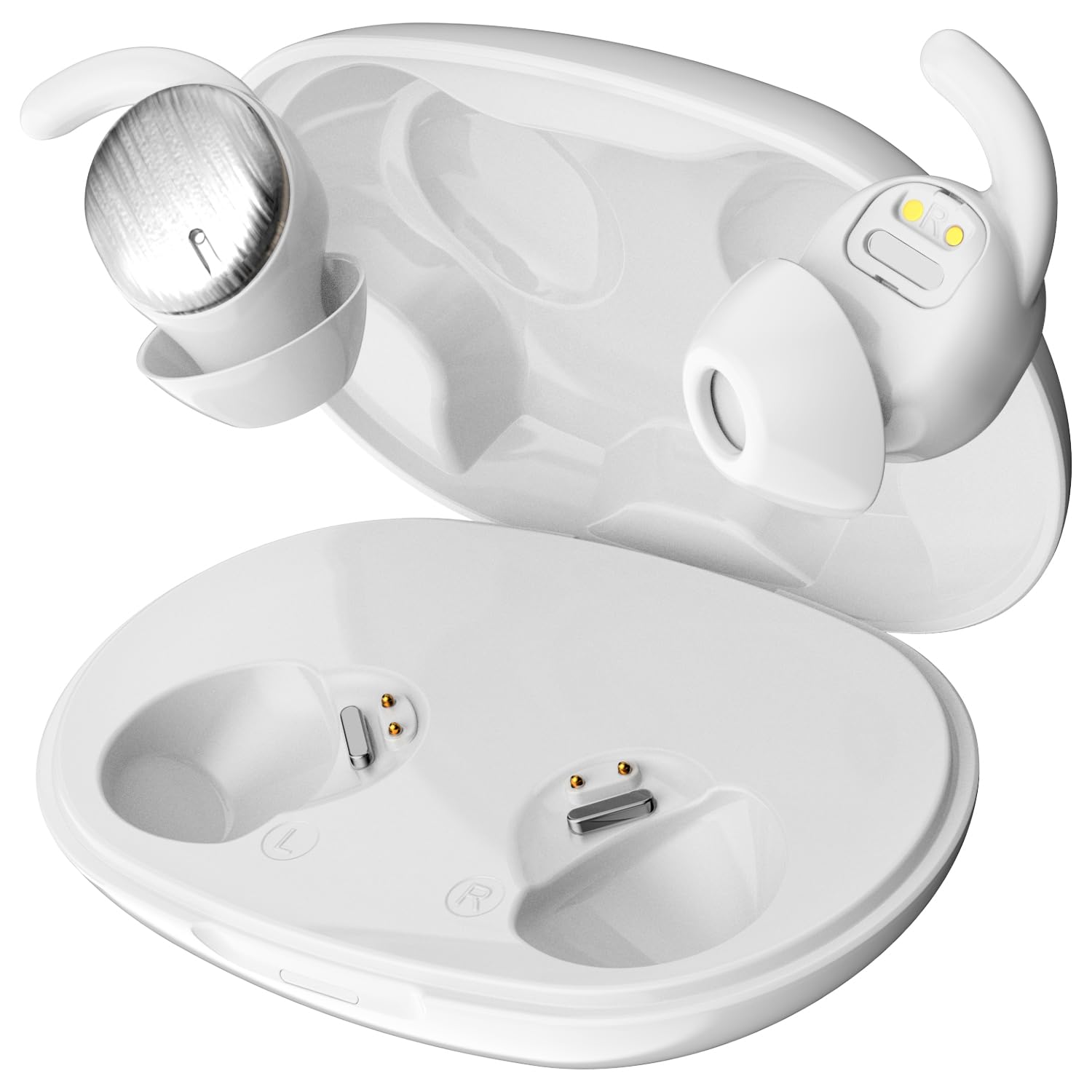 

Наушники Mandourai для сна, предотвращающие сбои, беспроводные Bluetooth мини, с высоким качеством звука, раздельные левый и правый каналы, с автоматической зарядкой, безболезненные, белый