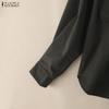 ZANZEA Chemise Classique à Manches Longues et Col Revers Décontractée pour Femme