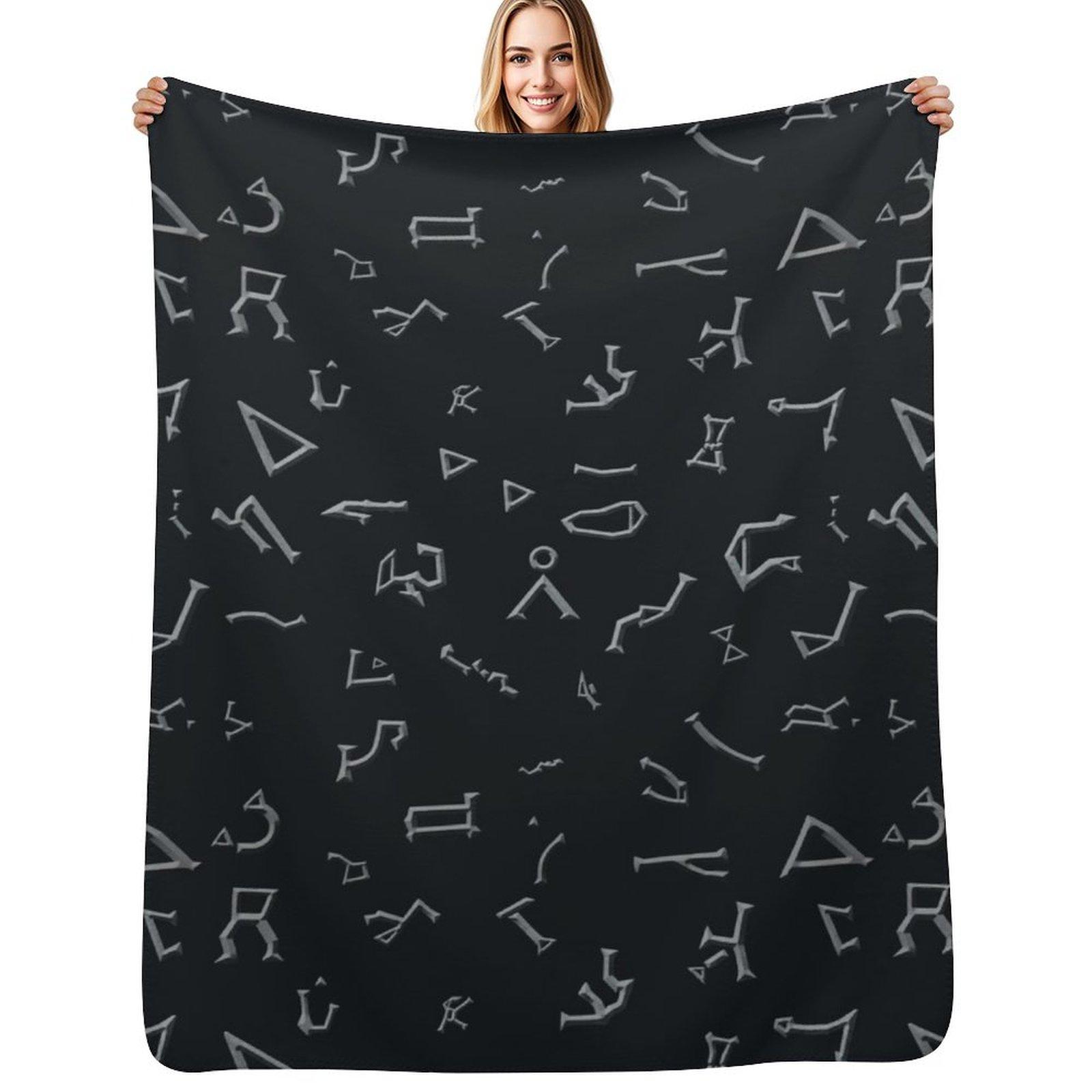 Glyphs Throw Blanket Durable Warm Blanket for Daily Home Use Size: 75*100cm, Weight: 230 GSM