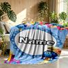 Custom Name Personalized Blue Smurfs Print Blanket, Home Decor, Bedroom, Sofa, Camping, Couch, Gifts for Birthday Christmas