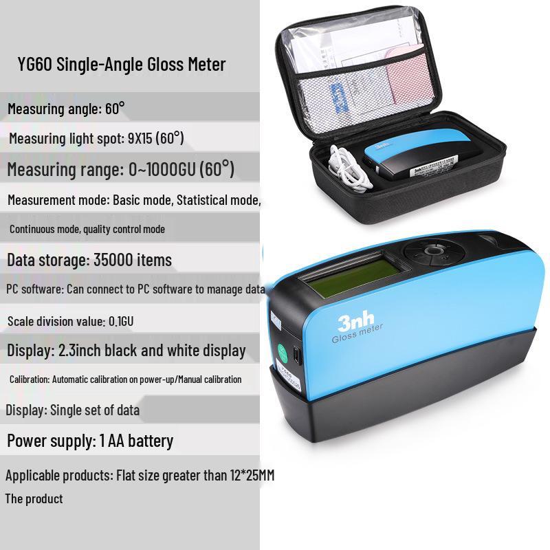 3nh YG60 Gloss Meter for Measuring Gloss on Furniture, Home Decor, Marble, and Tile Surfaces.
