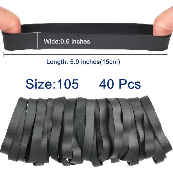 HAIDIBAO-Rubber Bands 40 Pcs size#105 Big black rubber band large Elastic Band rubber bands office supplies Heavy Duty wide Strong Elastic bands