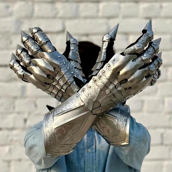 

40,64 см Средневековый Назгул Травленые Перчатки Набор Пара Готических Перчаток-Наручей Хэллоуин Ролевая Игра Косплей Костюм Подарок