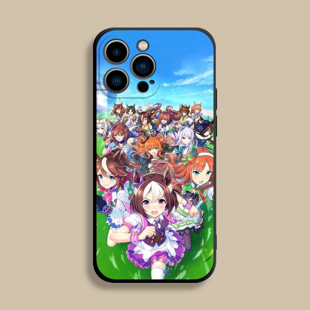 Uma Musume Pretty Derby Phone Case For iPhone 17,16,15,14,13,12,Pro,Max,Plus,E,SE4,Air,Mini Black Soft Cover