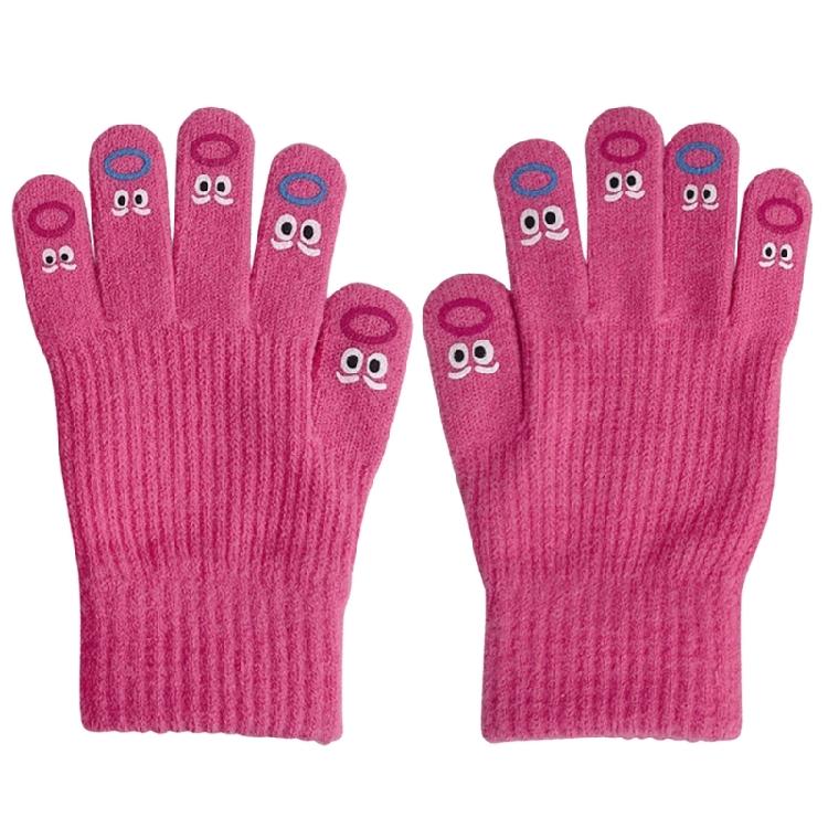 Funny Mouth Knitted Gloves with Screentouch Finger Elastic Gloves Thicken Hand Warmer for Writing Reading Daily Wear
