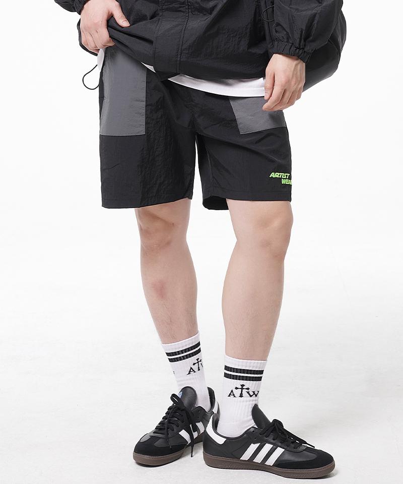 Artist Wear [Atw] Pocket Contrast Half Pants_Bk