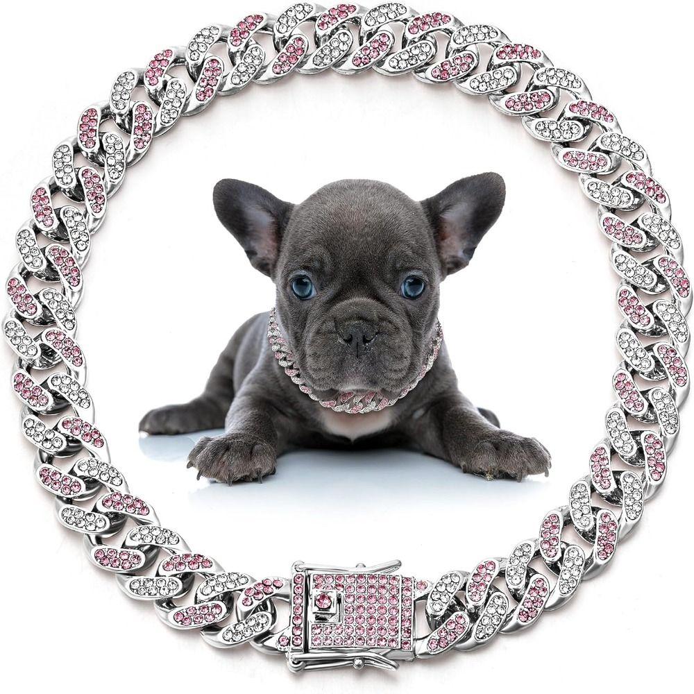 Hip Hop Bling Diamond Dog Necklace Link Chain Link Chain Necklace Dog Diamond Chain Collar