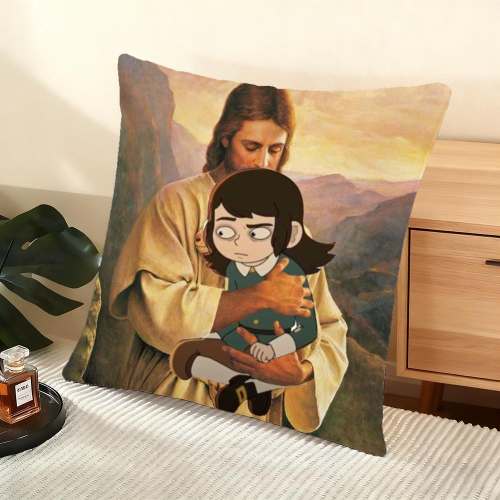 Cushion Cover Silky Short Plush Home Sofa Cushion Cover - Invisible Zipper Home Decoration Haunted-S Hotel