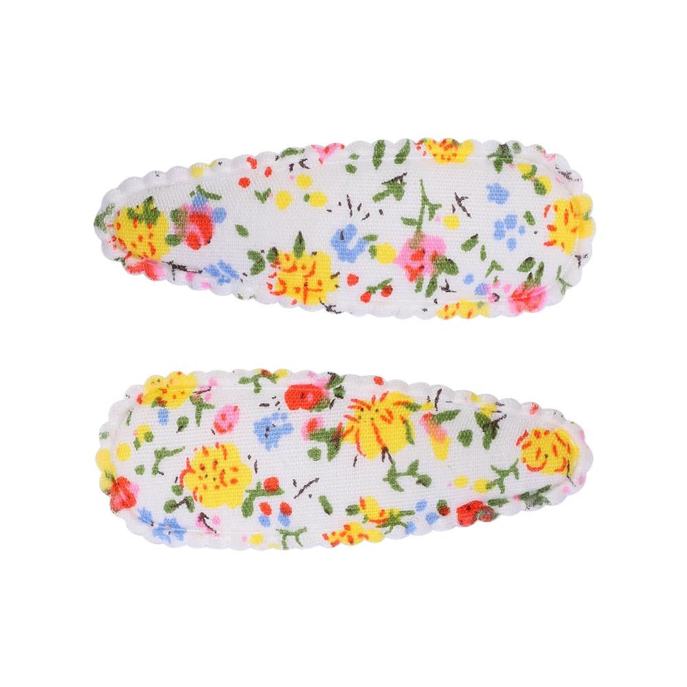 2 Stück/Set Bedruckte BB Haarspange Haaraccessoires Handgefertigt Leinwand Blume Haarspange Mädchen Süße Haarspangen Kopfschmuck Geschenk