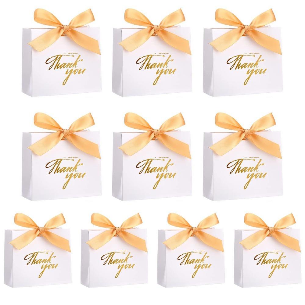 10 Pack Thank You Gift Bags Kraft Paper Material Candy Treat Boxes Mini Gift Bags Christmas Gift