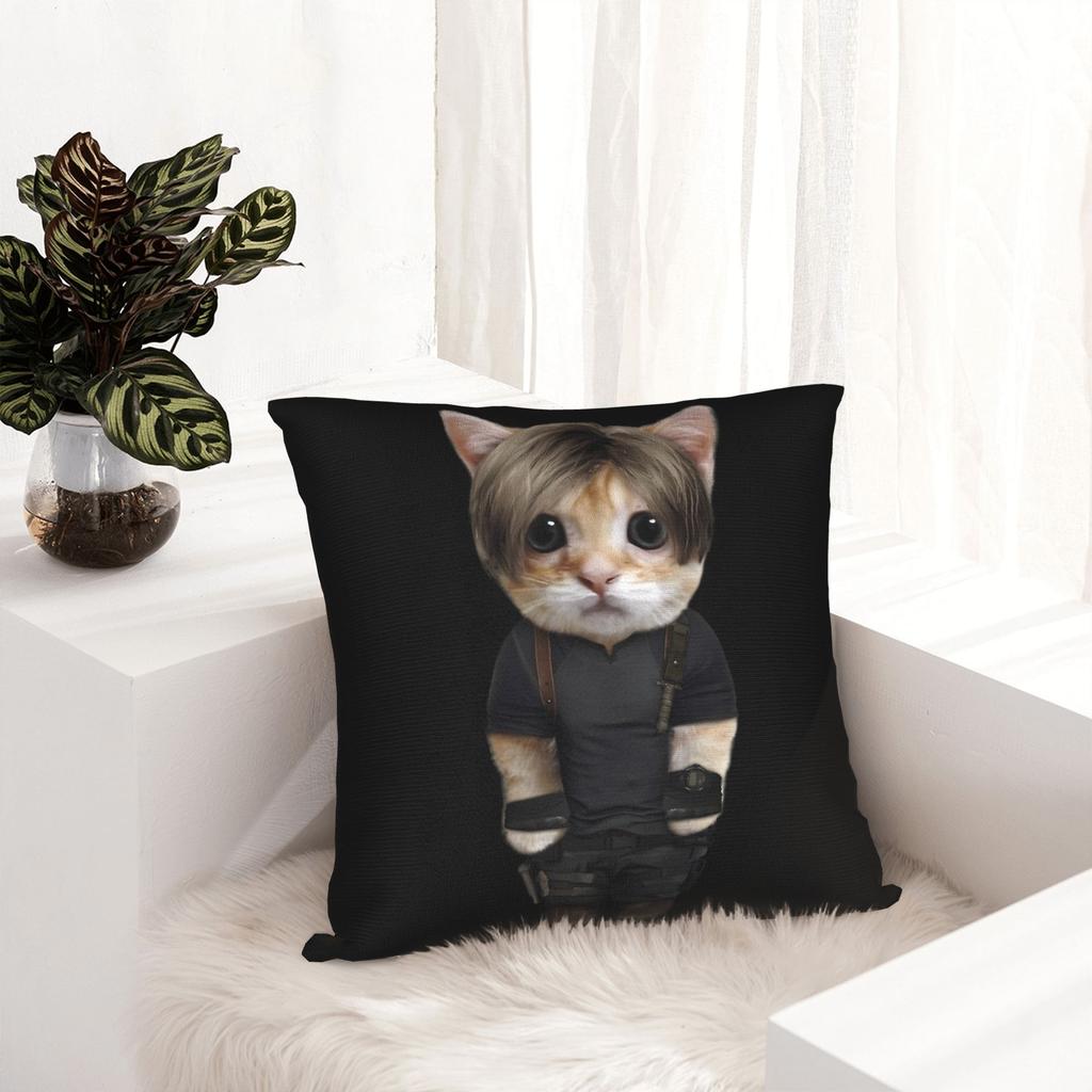 Leon S. Kennedy Kitty Pillowcase Printed Fabric Cushion Cover Decorations Pillow Case Cover Home Zippered 18"