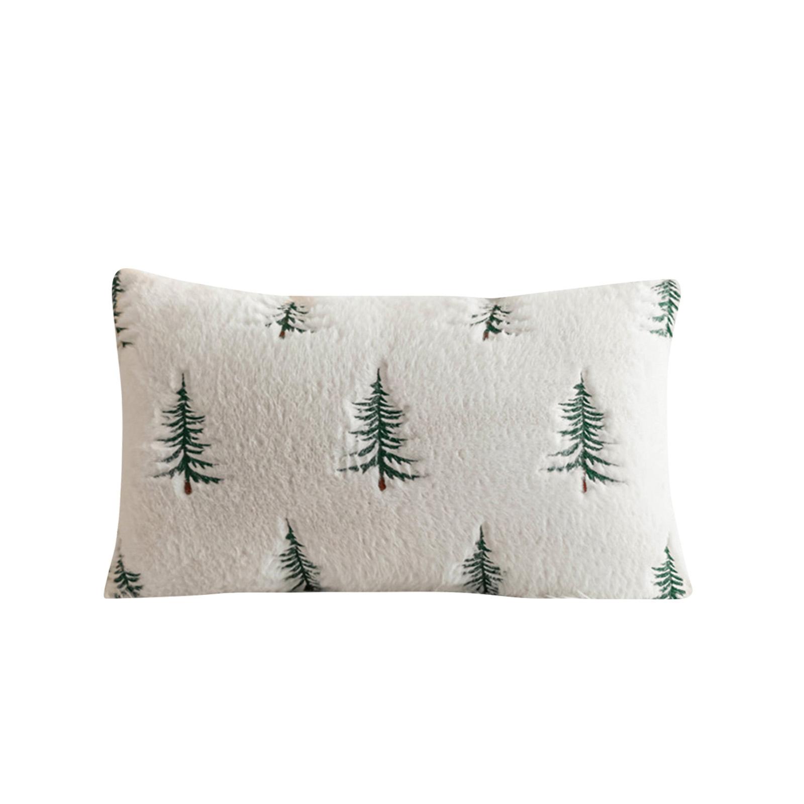 

Рождественские декоративные наволочки, Вышитые рождественские елки, Зимние чехлы для дивана, Плюшевые наволочки-украшения(Одна наволочка без подушки) One Size