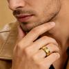 Gold Color Carbon Fiber Inlay Rings For Men, Luxury 8MM Men Gold Color Stainless Steel Rings, Wedding Band Jewelry Drop Shipping