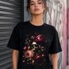 Haunted Garden Floral Skull Shirt, Soft Spooky Tee, Halloween Peony Flowers Shirt