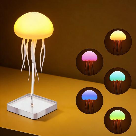 Floating Jellyfish Lamp Voice And Sound Activated Night Light USB Rechargeable Color Changing Ocean Mood Light for Bedroom Decor