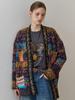 M.Graf Handgemachter Strickcardigan mit Farbpatch-Mix, lockere Passform