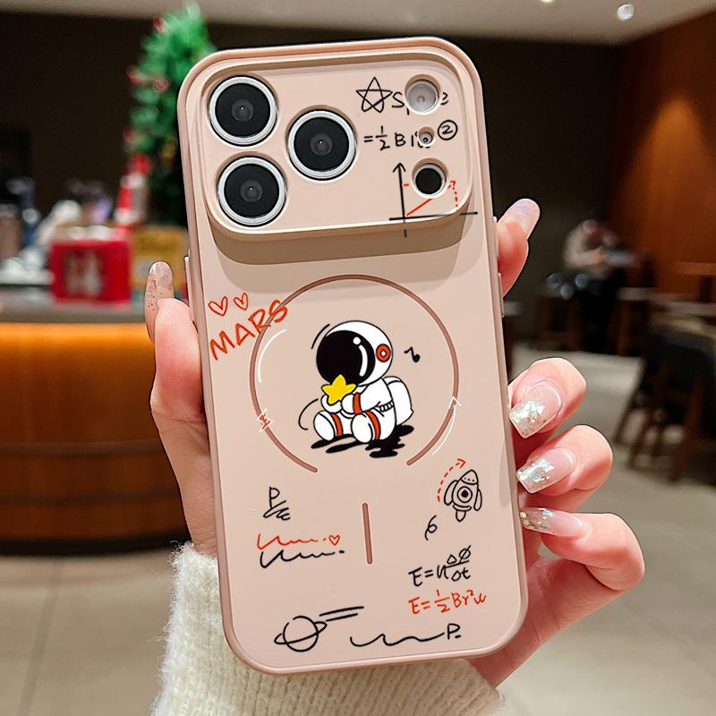 Case For iPhone 17 Pro Max Creative Astronaut Formula Print Magnetic For Magsafe Hybrid Slim Matte Cover For iPhone 16 15 14 13 Pro Max