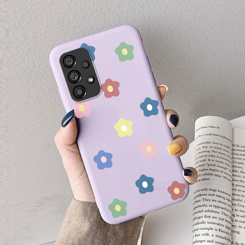 Case For Samsung A53 A52S A52 A73 A70 Cute Heart Flower Back Cover Soft Silicone Matte Protective Funda For Samsung Galaxy A53