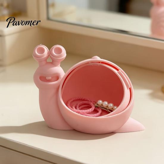 Snail Shaped Storage Box Cute Box, 3D Printed Novelty Ornament, Trinket Small Jewelry Holder with Lid, Fun Desk Organizer for Hair Ties Matte Texture
