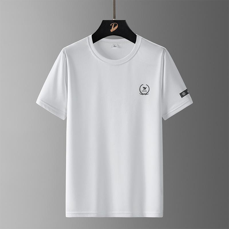 Large size ice silk short-sleeved t-shirt quick-drying breathable t-shirt men's summer new men's crew neck fat sports outdoor top