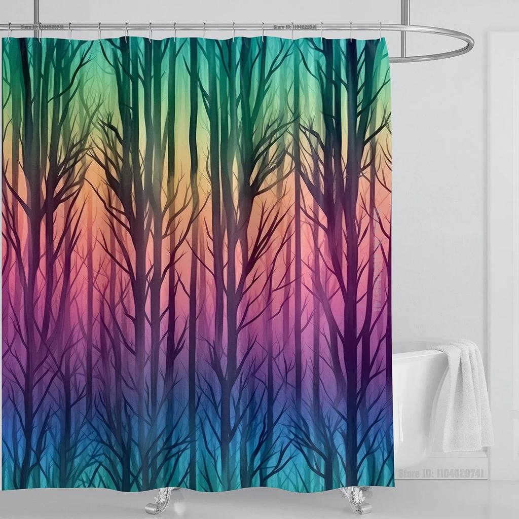 Mystical Forest Print Waterproof Shower Curtain - Stylish, Durable & Easy-Care Choice for Serene Nature-Inspired Bathroom Déco