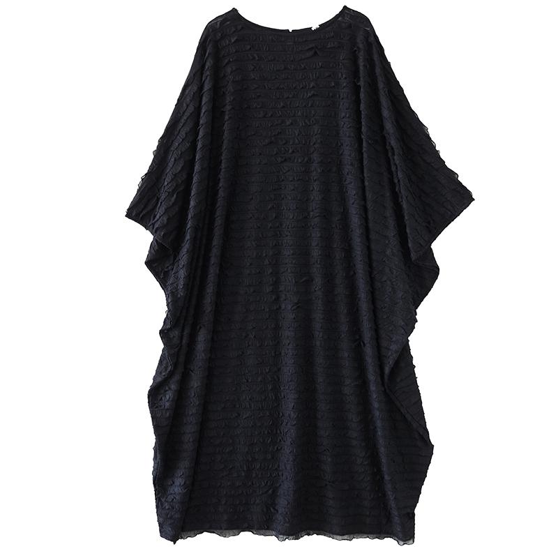DIMANAF New 2026 Summer Plus Size Women Elegant Lady Long Dress Vintage Black Floral Jacquard Lace Loose Oversize Maxi Clothing