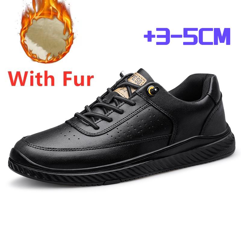 Fashion Classic Genuine Leather Men's Skateboarding Shoes Comfy Warm Snow Shoes Versatile Travel Sneakers Solid Color Man Sports Shoes