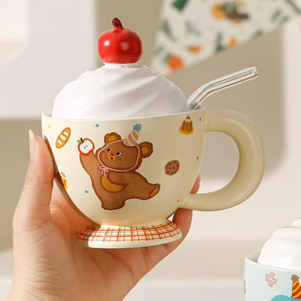 Ceramic Mug Girl Cute Household Drinking Cup New 2024 Dormitory Breakfast Coffee Cup Office