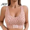 Posture Corrector Bra Women Bra, Leopard Dotted Print Push-Up Seamless No Adjustable Underwire Full Coverage Cross Back Bralette with Front Closure