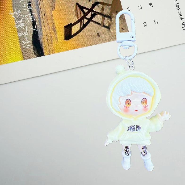 Cartoon Cute Grain Girl Figurine Keychain Pendant Lanyard Resin Gift