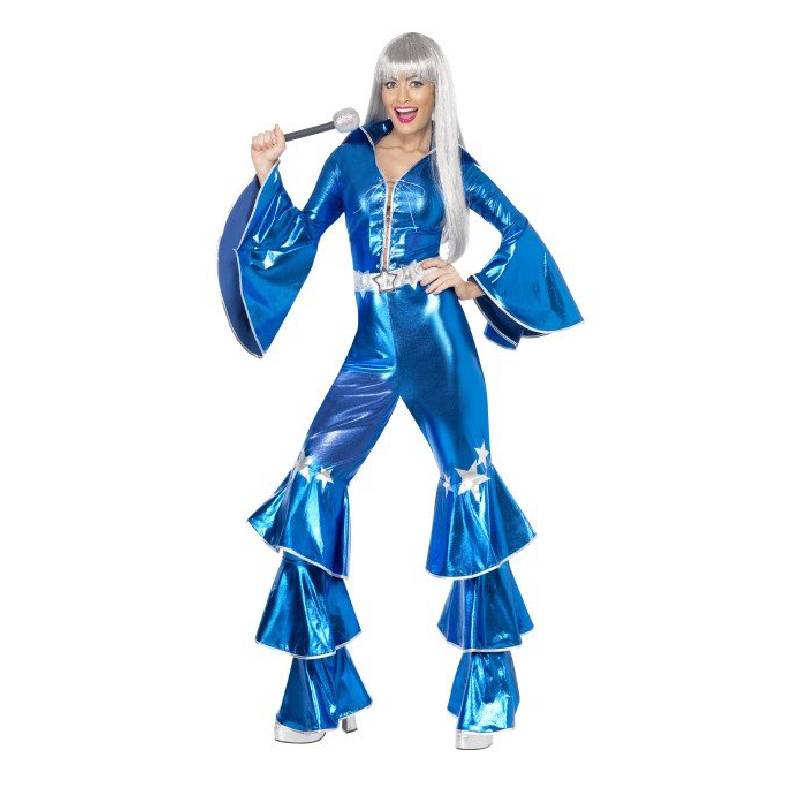 1970s Dancing Womens Dream Costume Lace Up Jumpsuit 70s Disco Cosplay