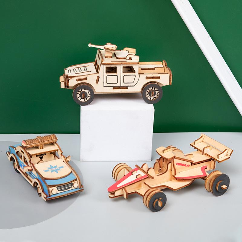 3D Holzautos Motorrad Puzzle Montagemodell DIY Handgemachtes Puzzle Schreibtischdekorationen für Kinder Geschenk
