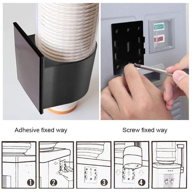 Self-Adhesive Water Dispenser Cup Holder Dustproof Space Efficient Paper Cup Organizer for Small Apartment Kitchen