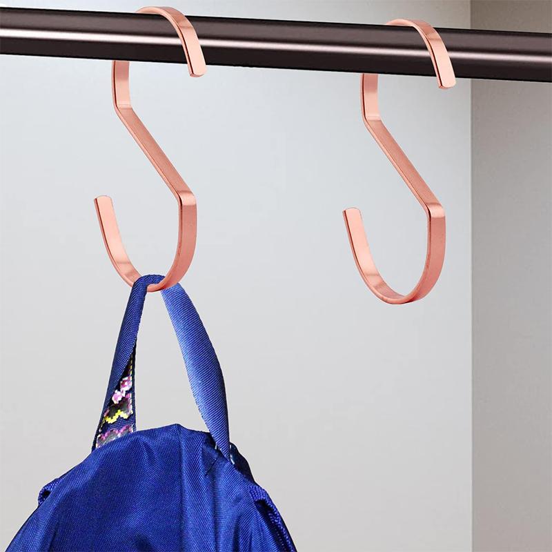 10-40pcs Stainless Steel Flat S Hooks,Multi-function Kitchen Bedroom Railing S-Shape Hook,Gold Hanging Clothes Hanger for Hats