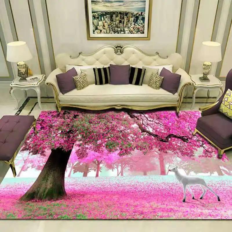 Forest Natural Landscape Carpet Floor Mat Home Decoration Living Room Luxury Lake Non-Slip Bedroom Bedside Table Area Carpets