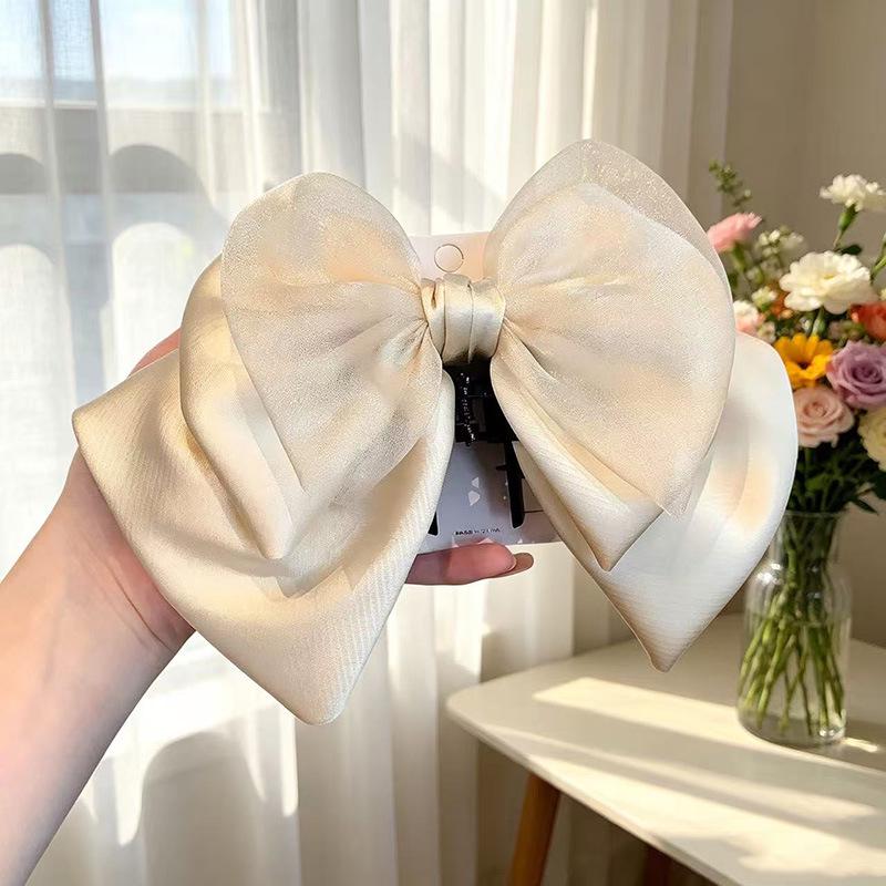 Handmade Chiffon Floral Bow Ponytail Clip for Voluminous Hair