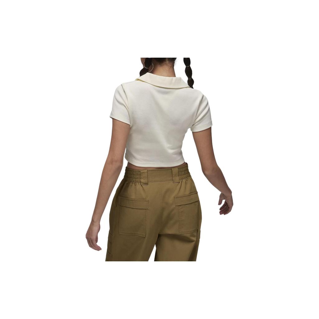 Jordan Casual Short Knit V-Neck T-Shirt With Regular Sleeves Women Tops Beige FN5397-133